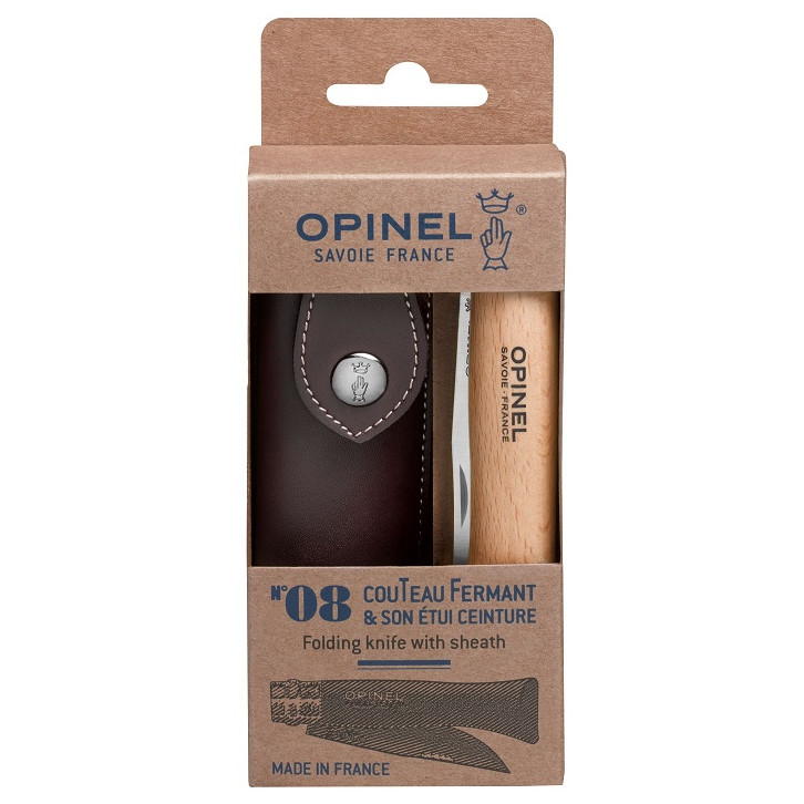 Nôž Opinel No.8 s koženým puzdrom